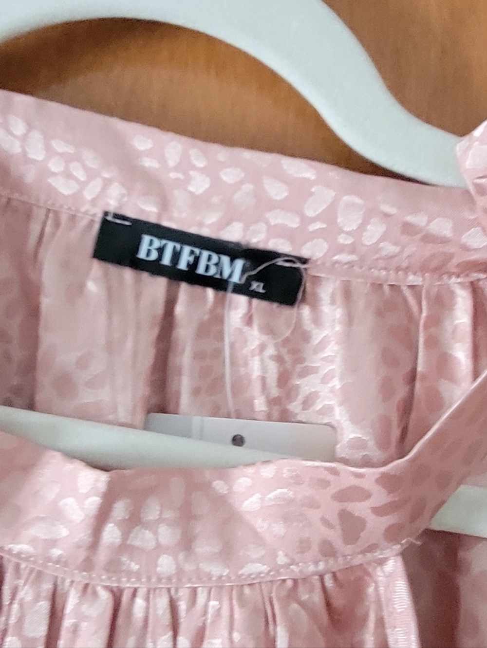 BTFBM Pink Satin Animal Print Blouse